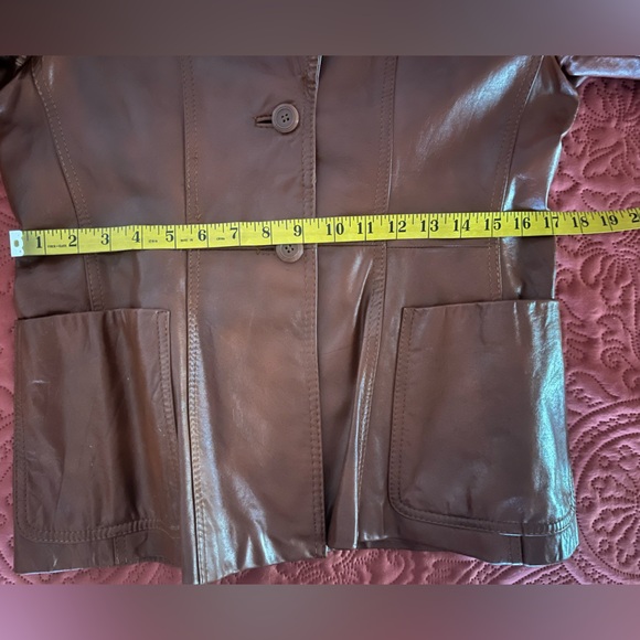 Vintage 70’s Berman’s Sienna Brown Groovy Mod Leather Blazer Jacket, Size S-M - Picture 12 of 15